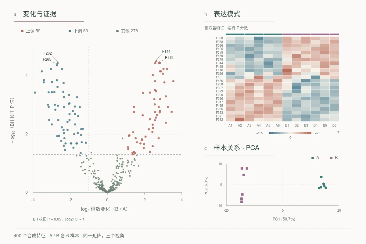 演示数据 · 同一矩阵，三个视角